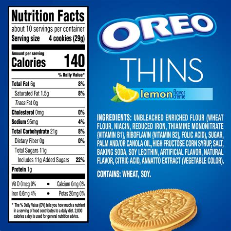oreo thins nutrition facts.